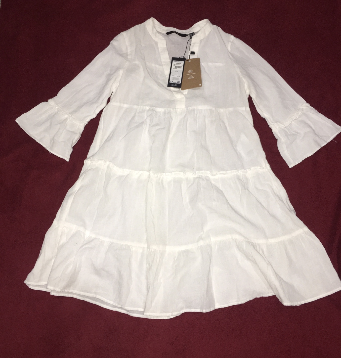 Vero Moda White Tiered Dress OS New with Tags