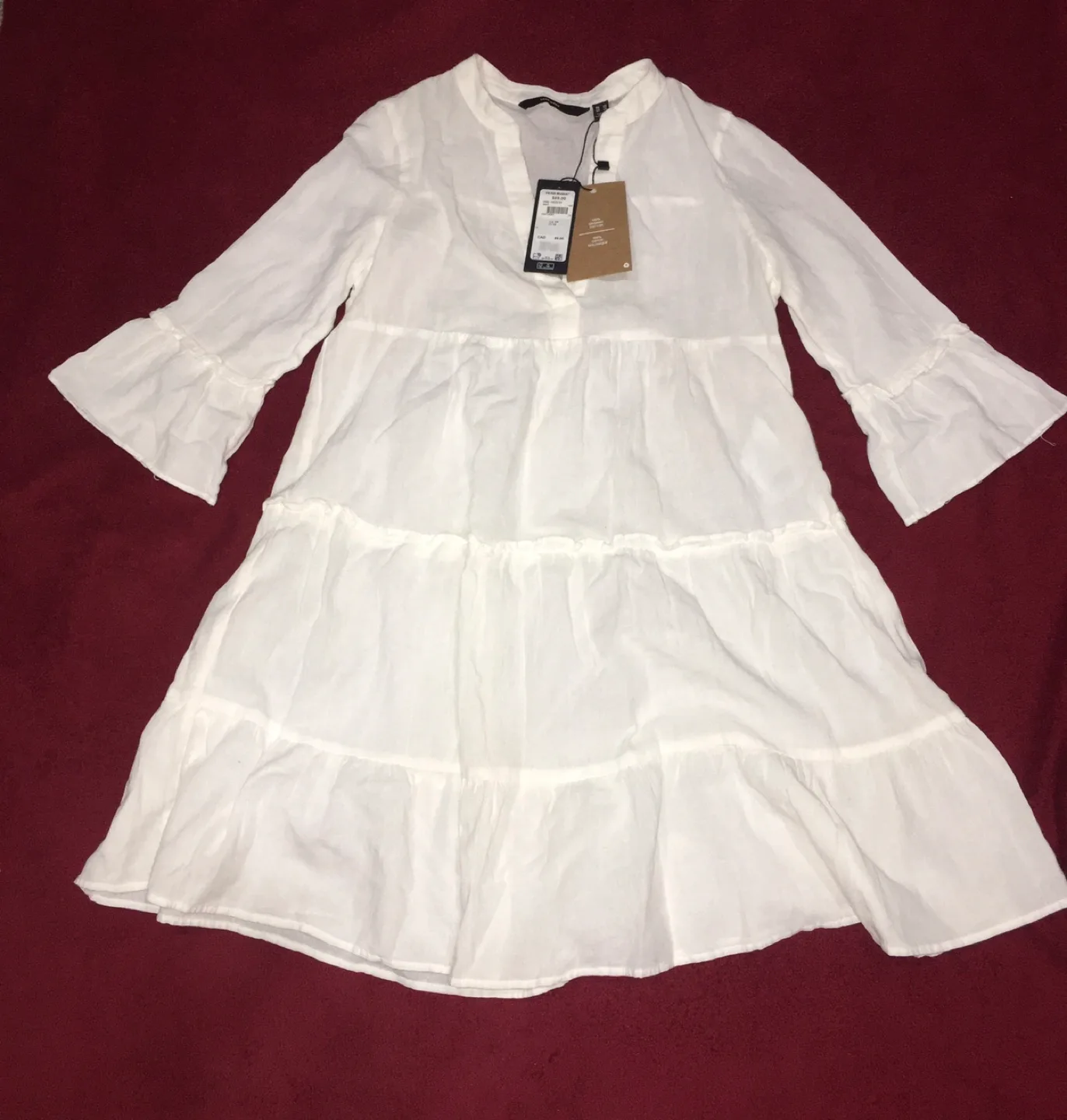 Vero Moda White Tiered Dress OS New with Tags thumbnail