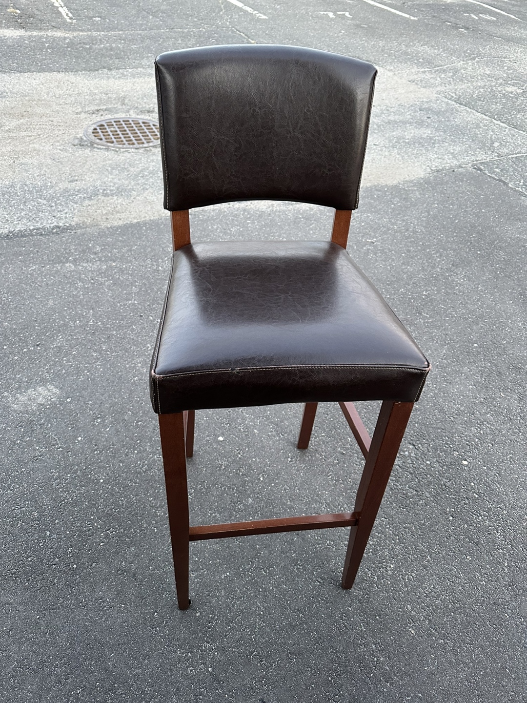 Set of 2 Brown Leather Bar Stools (price per chair) - photo 3