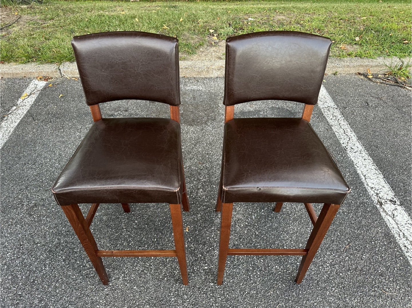 Set of 2 Brown Leather Bar Stools (price per chair)