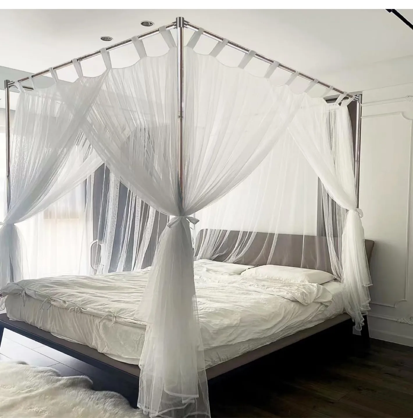 New King Size Canopy Steel Poles  Bedroom Decor Bracket thumbnail