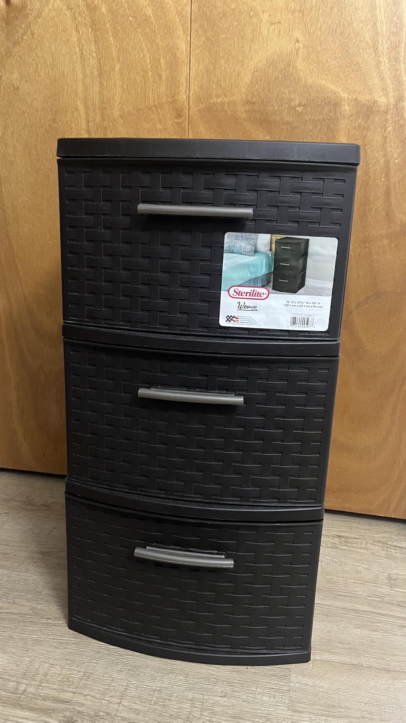 Sterilite Weave 3-Drawer Storage Tower - Black