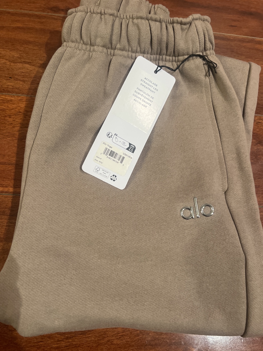 ALO Accolade Straight Leg Sweatpants - Gravel, Size XXS - photo 2
