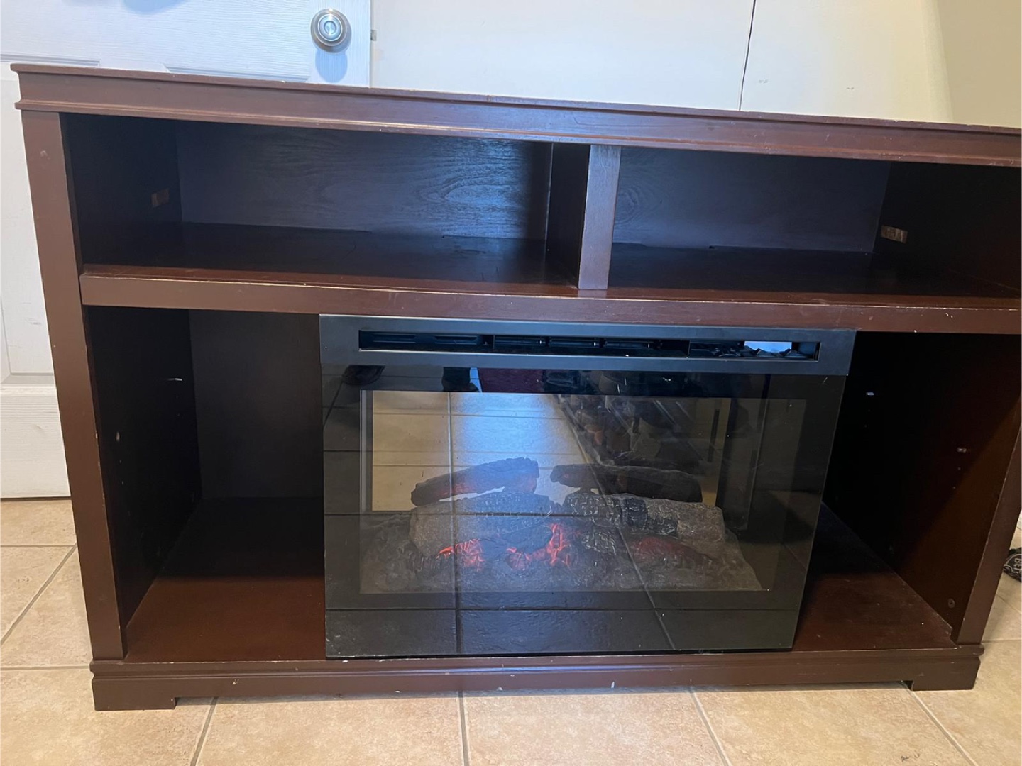 Brown Fireplace TV Stand