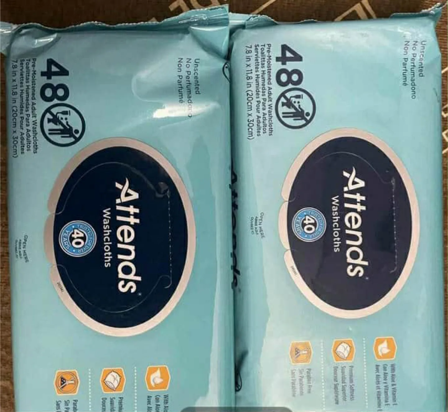 Attends Unscented Adult Washcloths 48 Count thumbnail