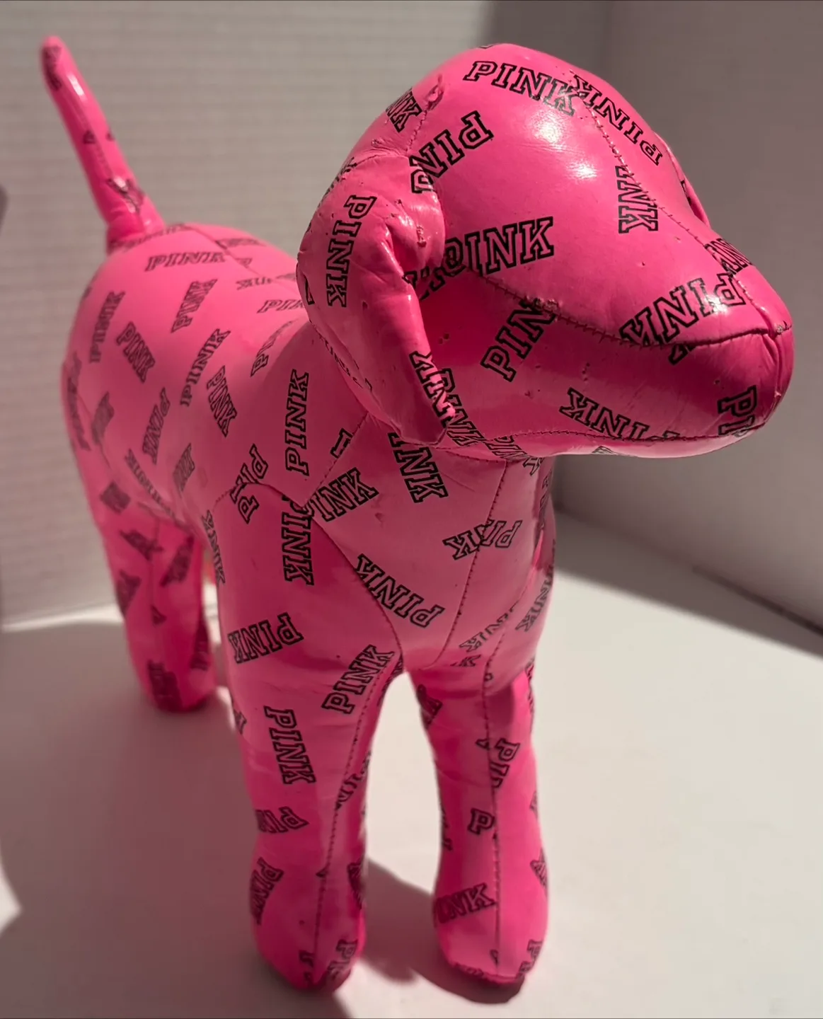 PINK Victoria's Secret LOGO Vinyl Large Stuffed Dog 11x19 image indicator(3)