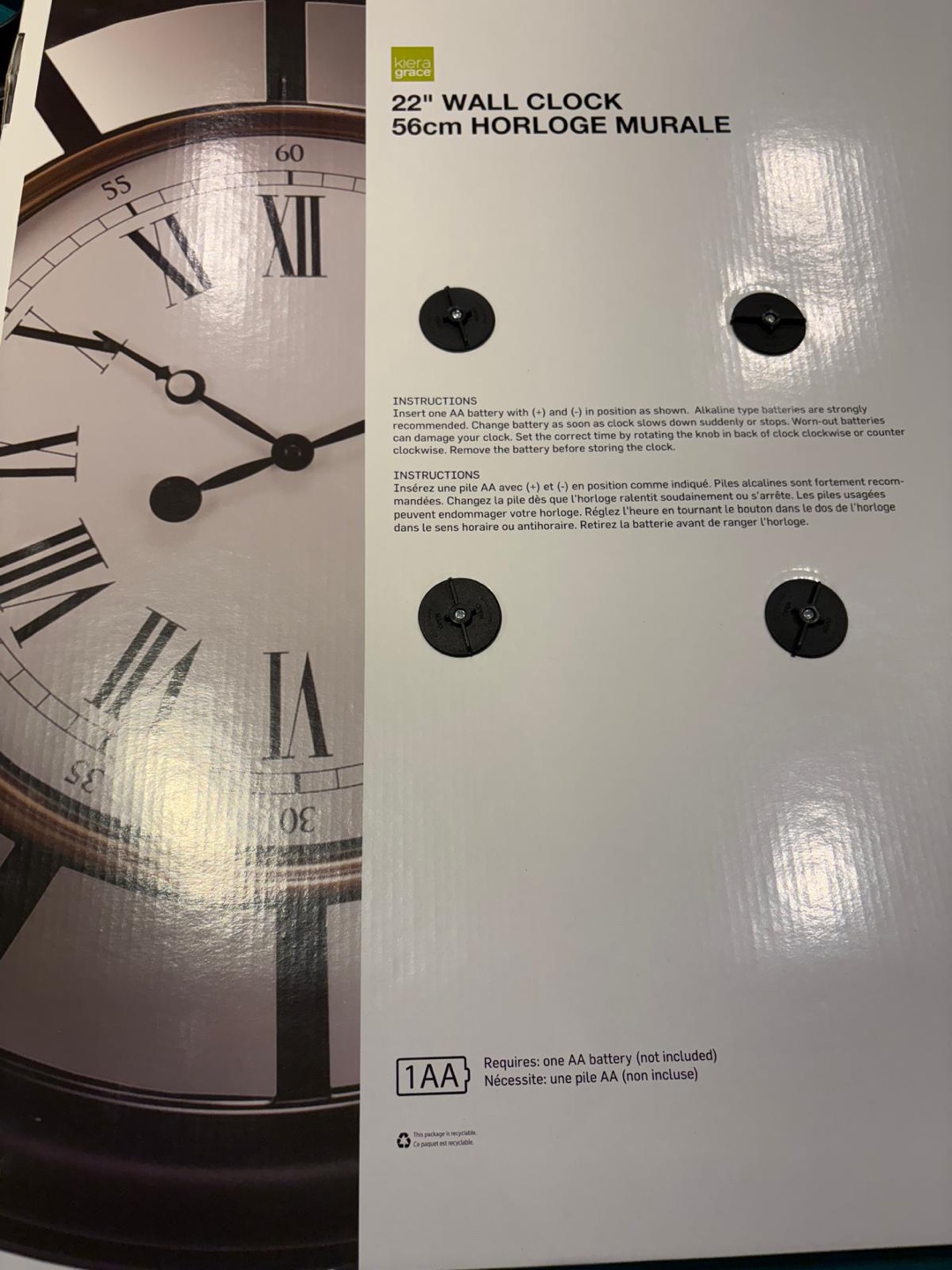 New! Kiera Grace 22" Wall Clock - photo 4