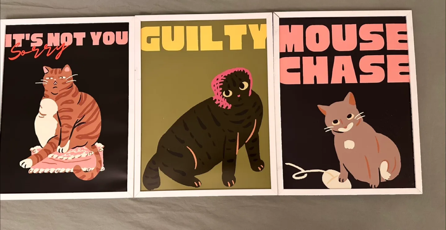 Cat Art Prints - Set of 5