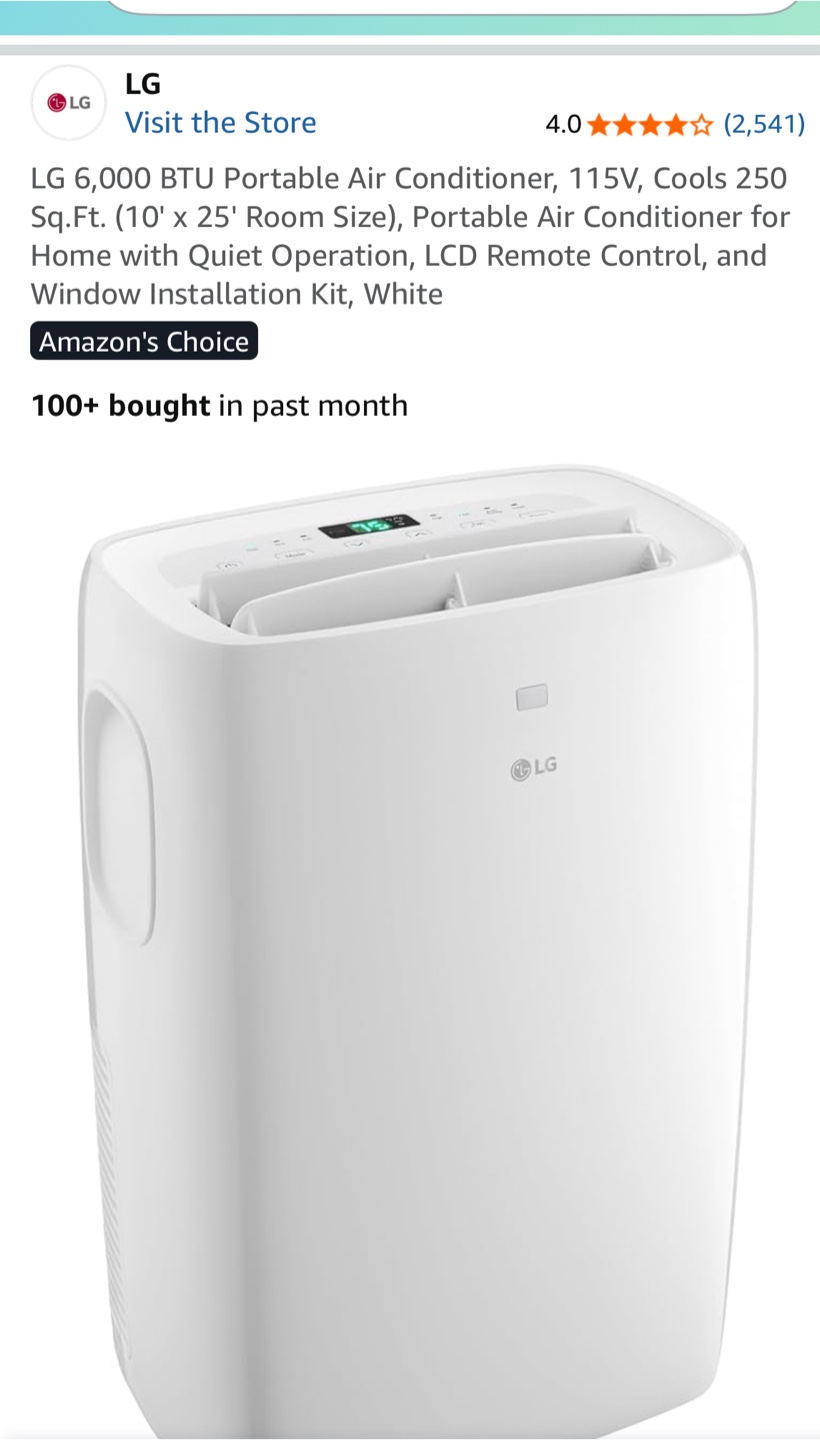 LG 6,000 BTU Portable Air Conditioner - White
