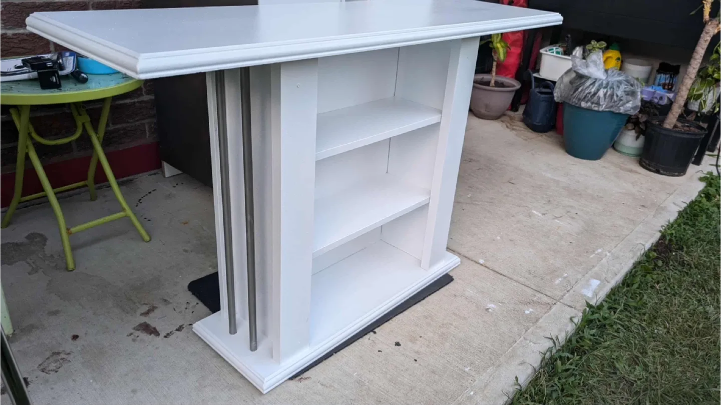 White Bar Table with Shelves image indicator(2)