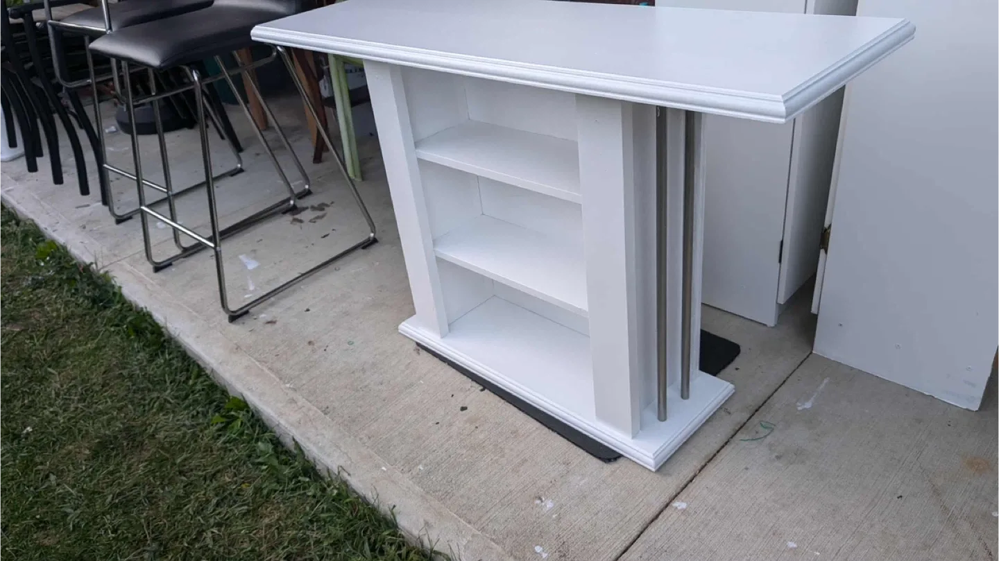 White Bar Table with Shelves image indicator(3)