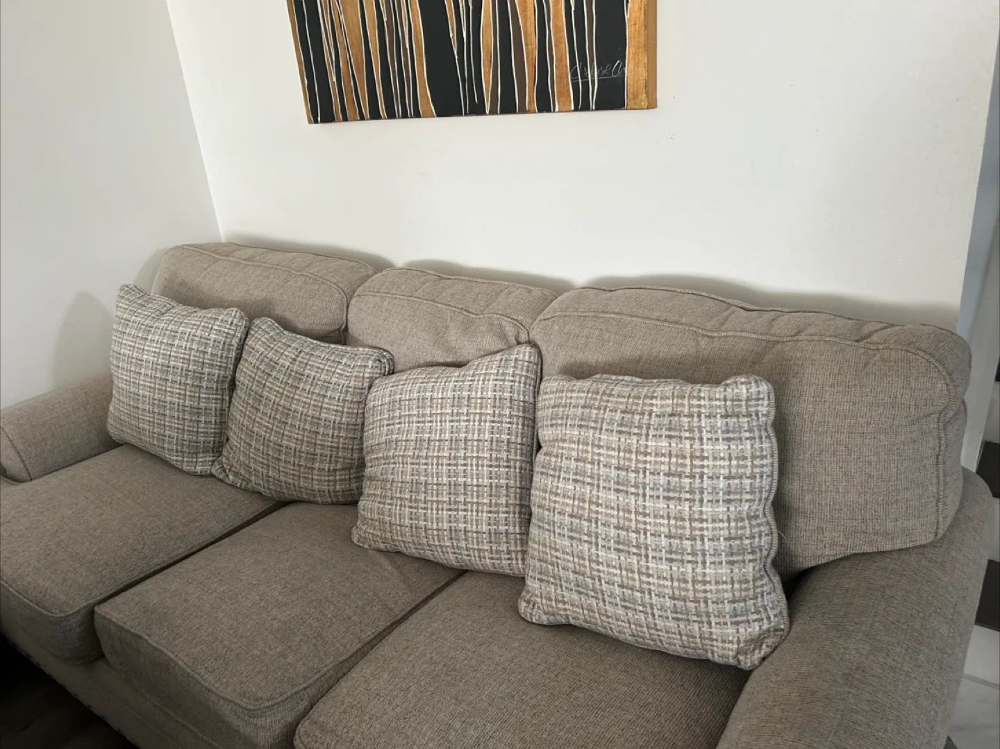Neutral Sofa with Pillows thumbnail