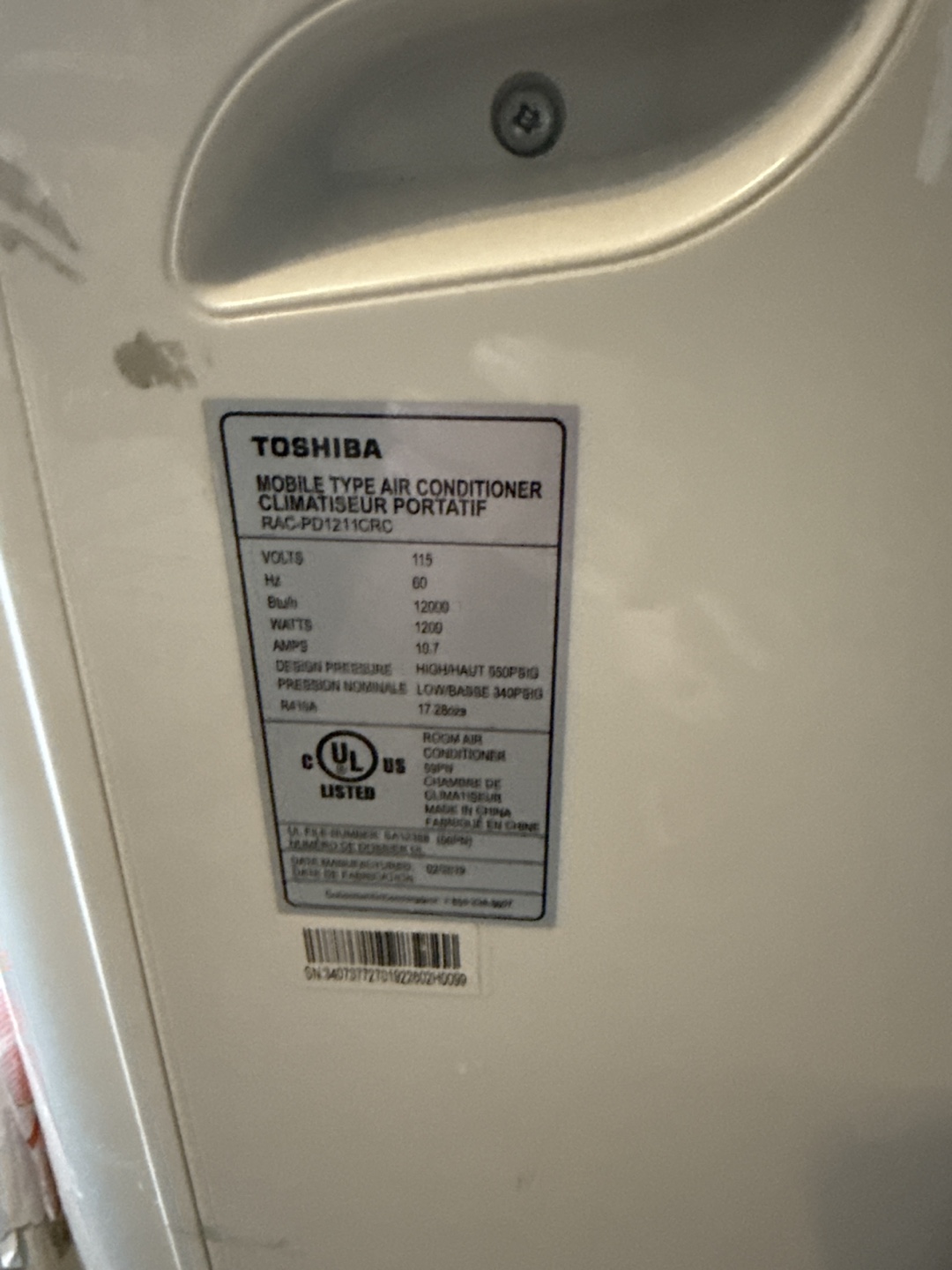 Toshiba Portable Air Conditioner 12000btu - photo 2