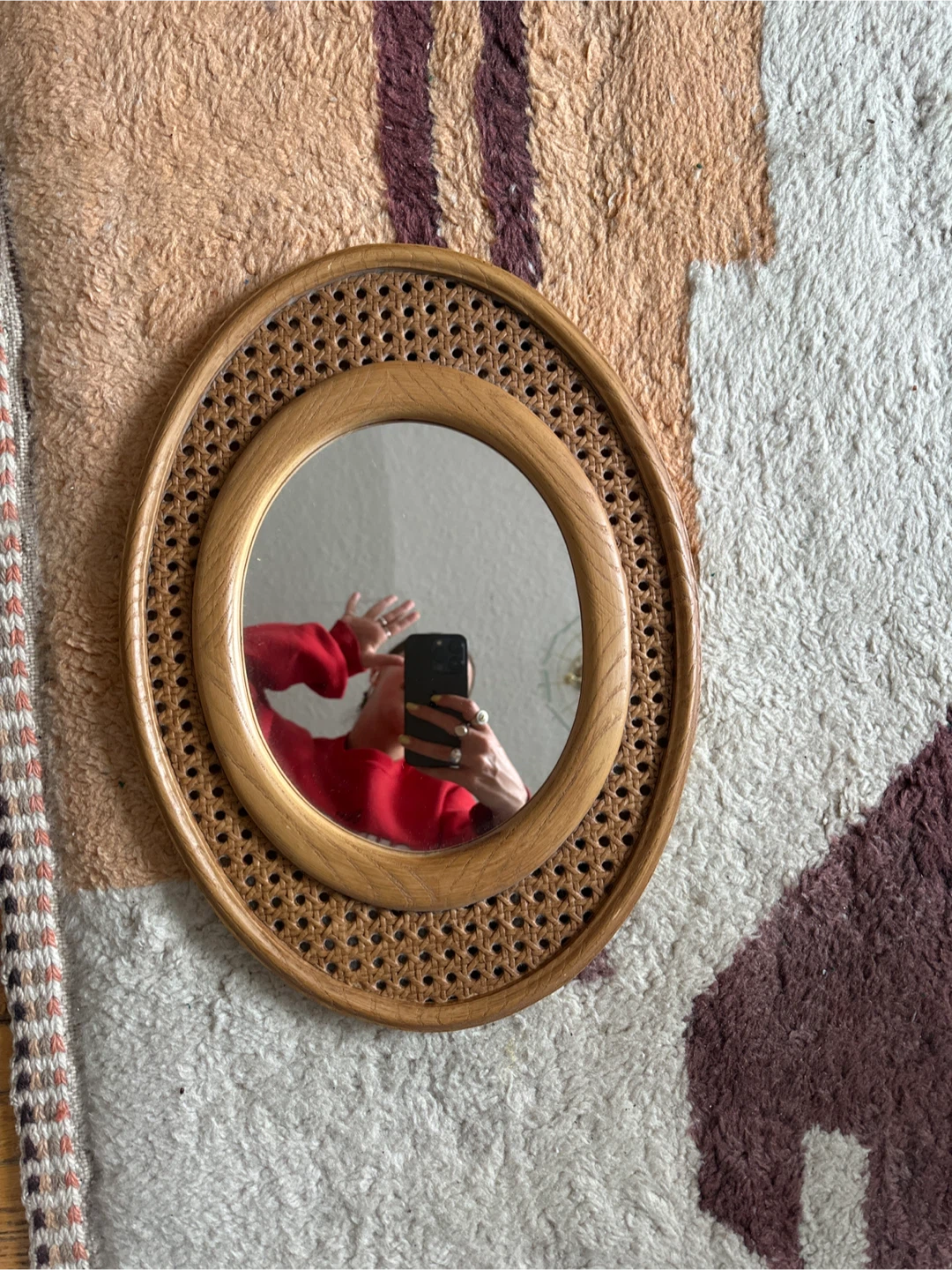 Rattan Framed Oval Mirror
