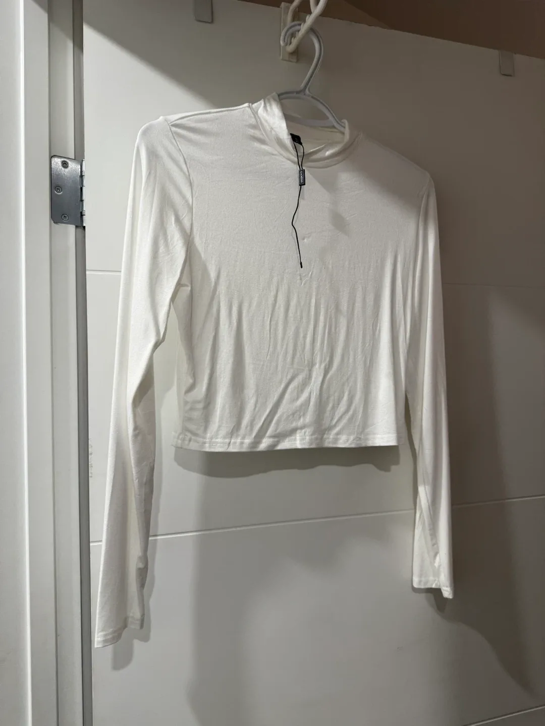 White Long Sleeve Crop Top thumbnail