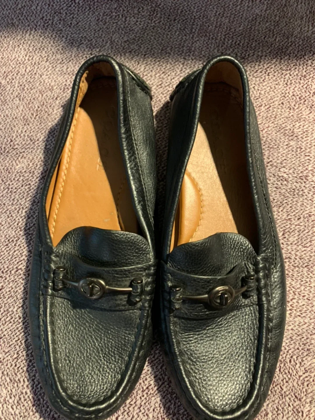 Coach Black Leather Loafers thumbnail