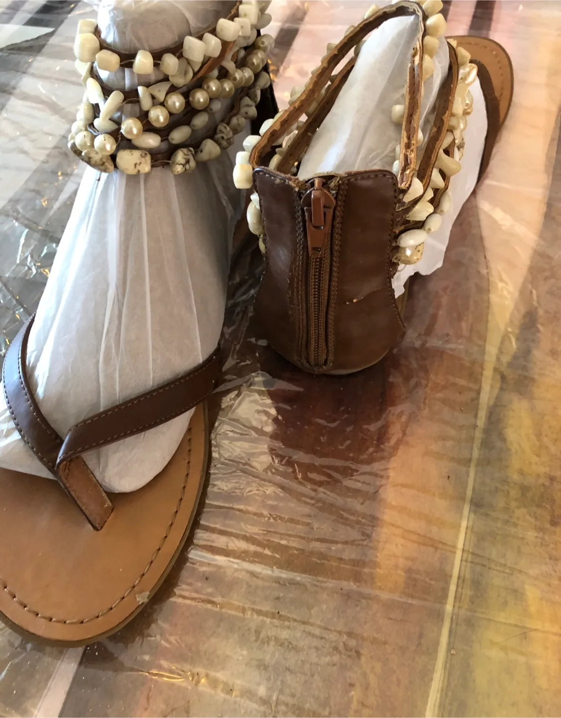Brown Beaded Sandals - Size 10 image indicator(3)