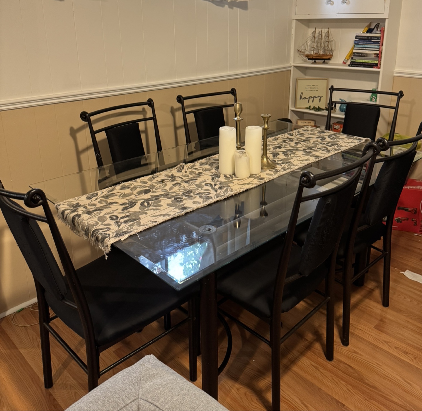 Glass Top Dining Table with 6 Black Chairs - photo 2