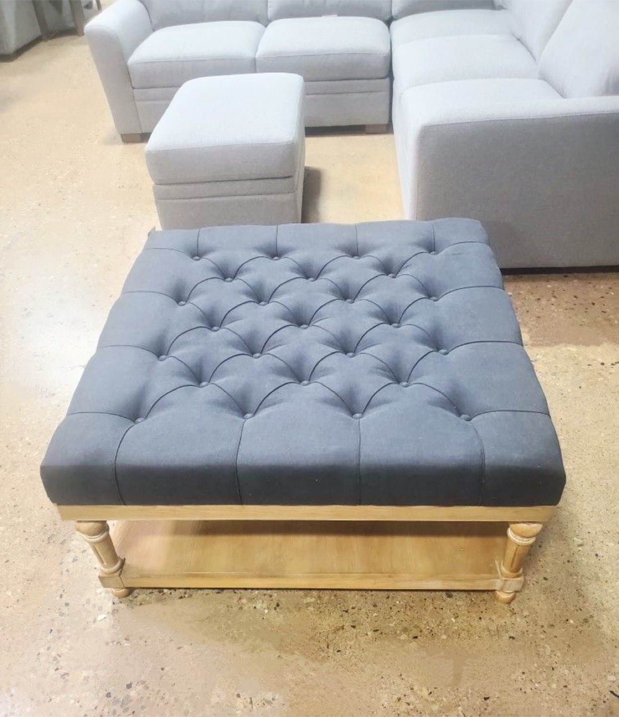 New Large Grey Cocktail Ottoman Coffee Table