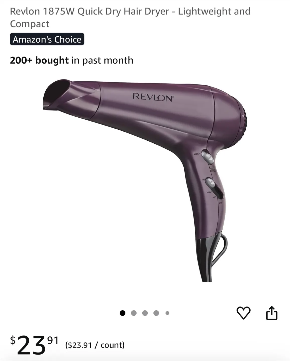 Revlon 1875W Quick Dry Hair Dryer thumbnail