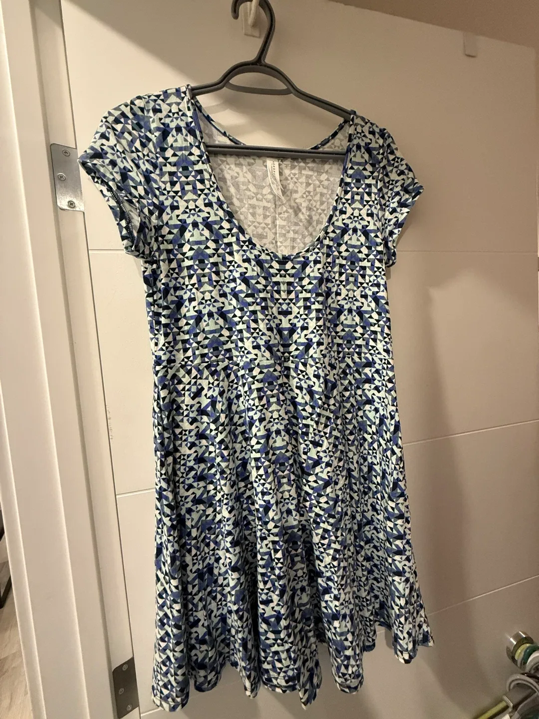 Aeropostale Blue Patterned Dress - Size L thumbnail