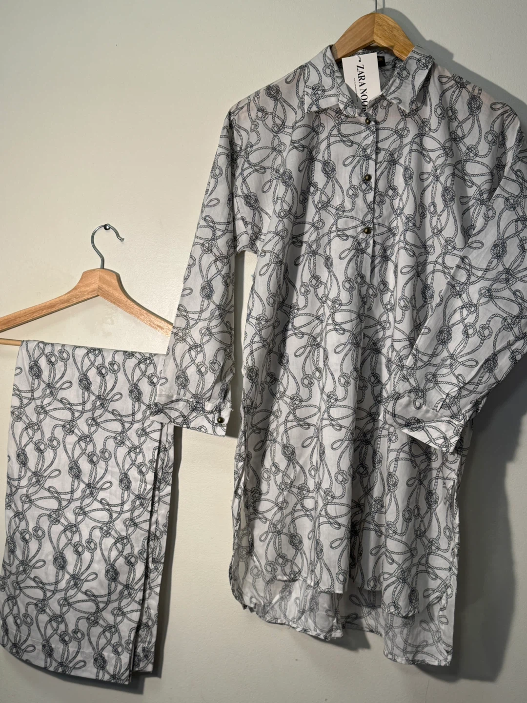 Zara Noor White Patterned Shirt