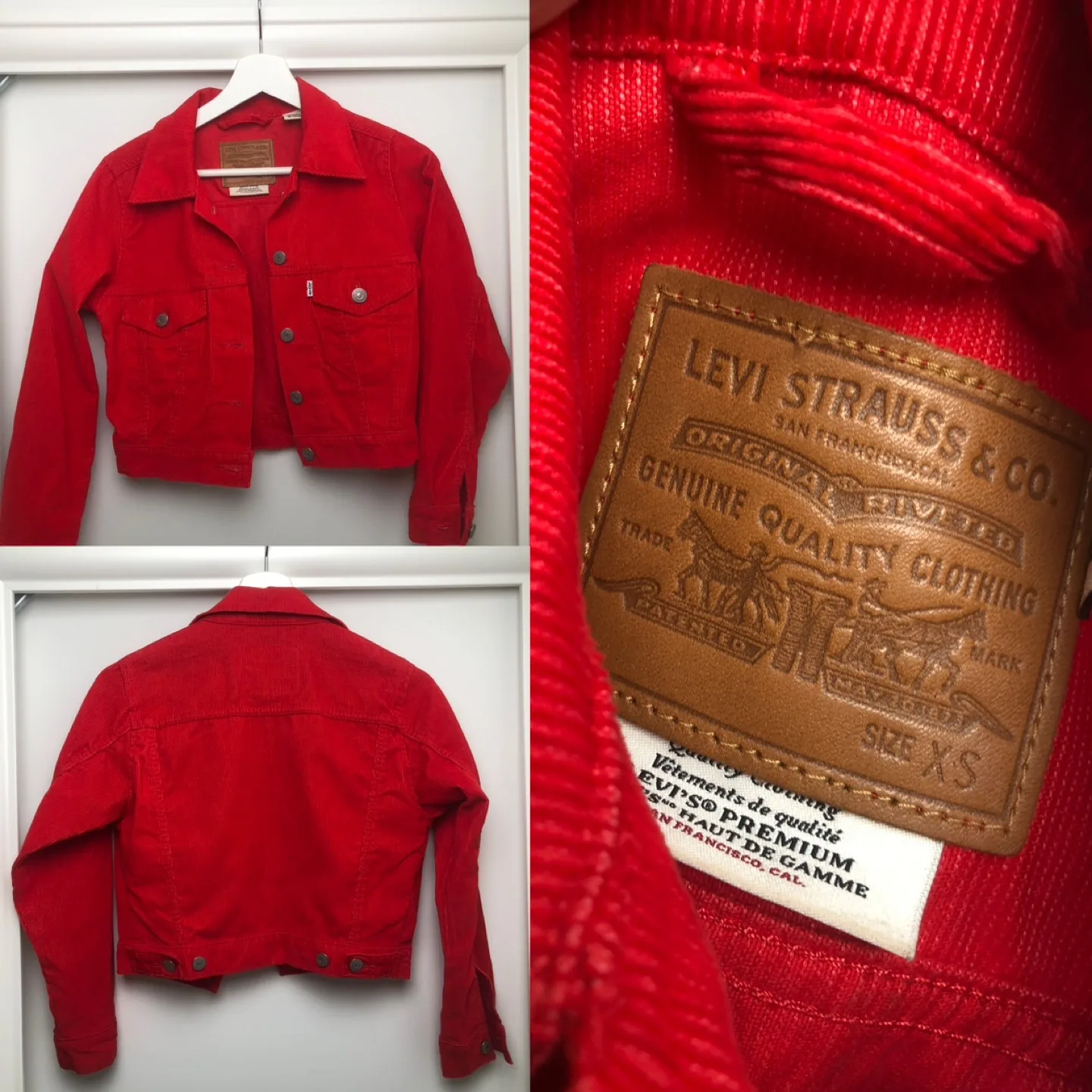 Levi's Red Corduroy Jacket - Size XXS thumbnail