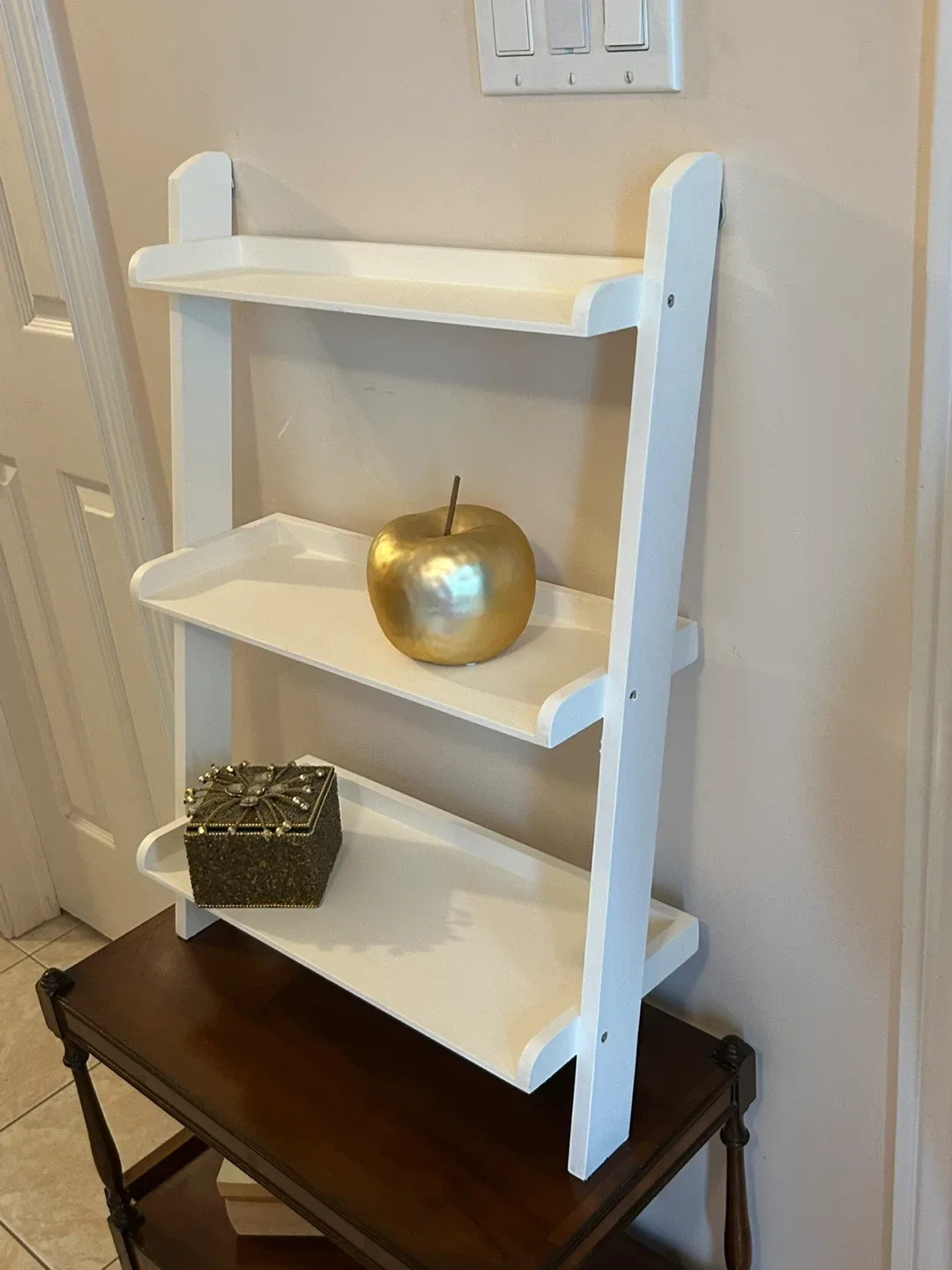 White 3-Tier Ladder Shelf/ wall mounted thumbnail