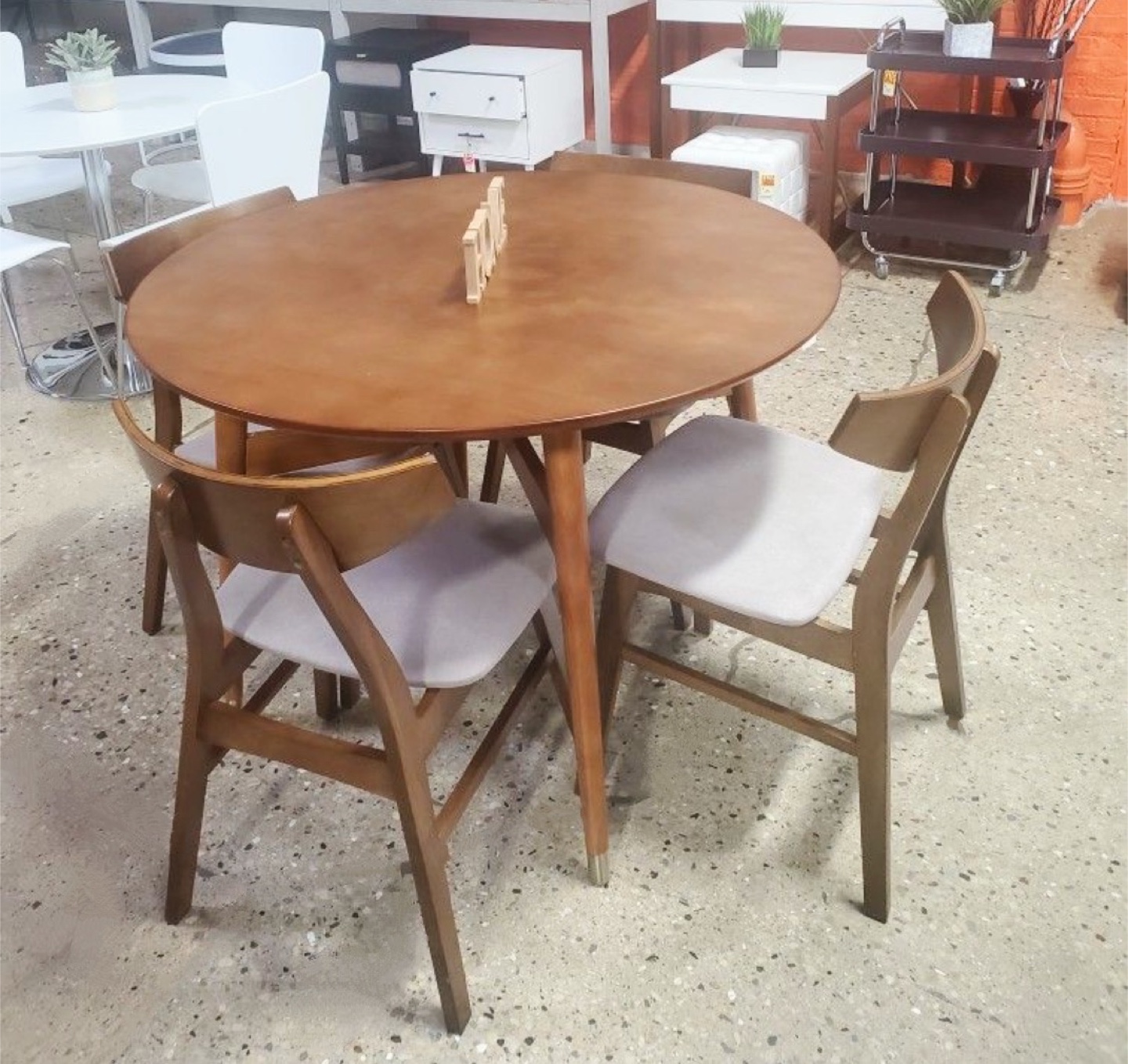 New 5 Piece Mid Century Modern Round Kitchen or Dining Set - photo 3