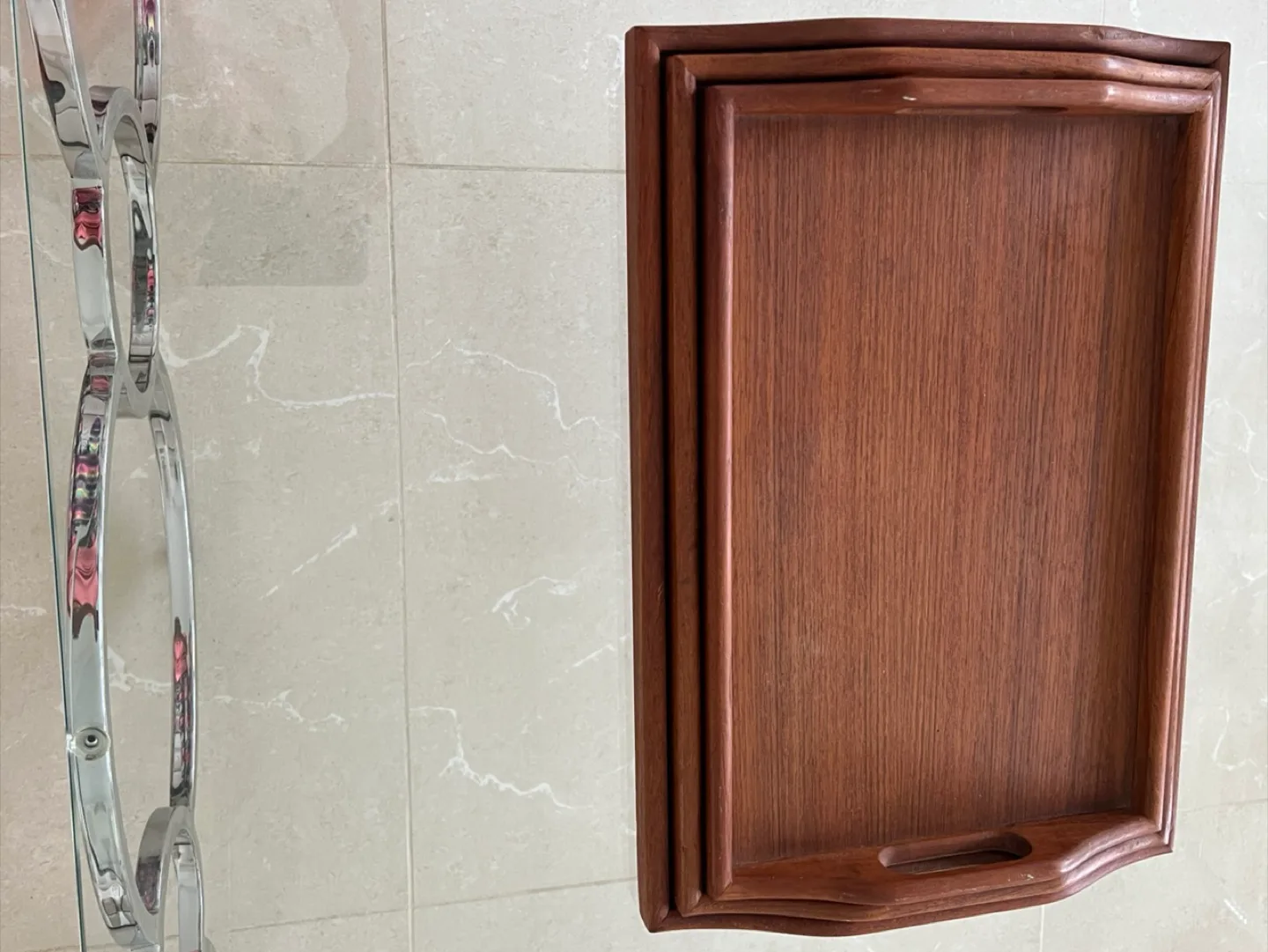 Teak Nesting Serving Trays image indicator(2)