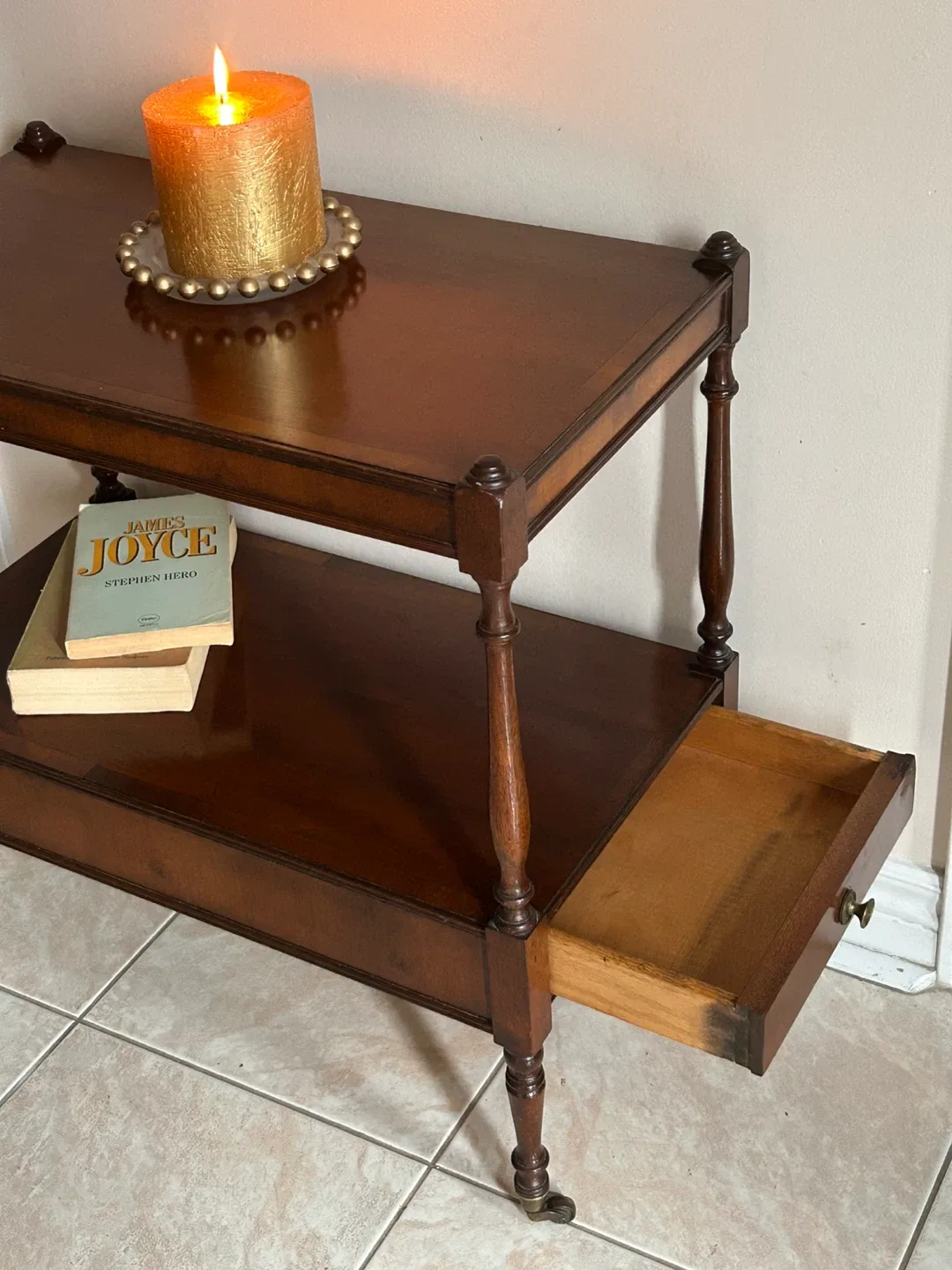 Vintage Brown Wooden Side Table/ little console image indicator(3)