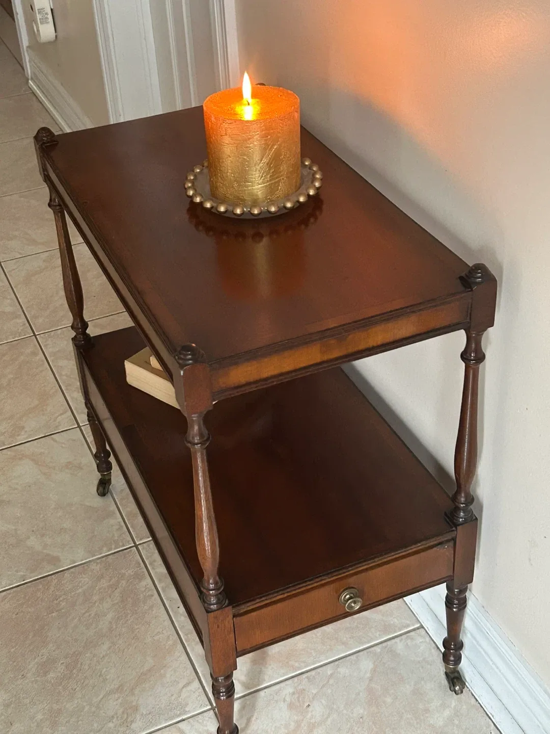 Vintage Brown Wooden Side Table/ little console image indicator(2)