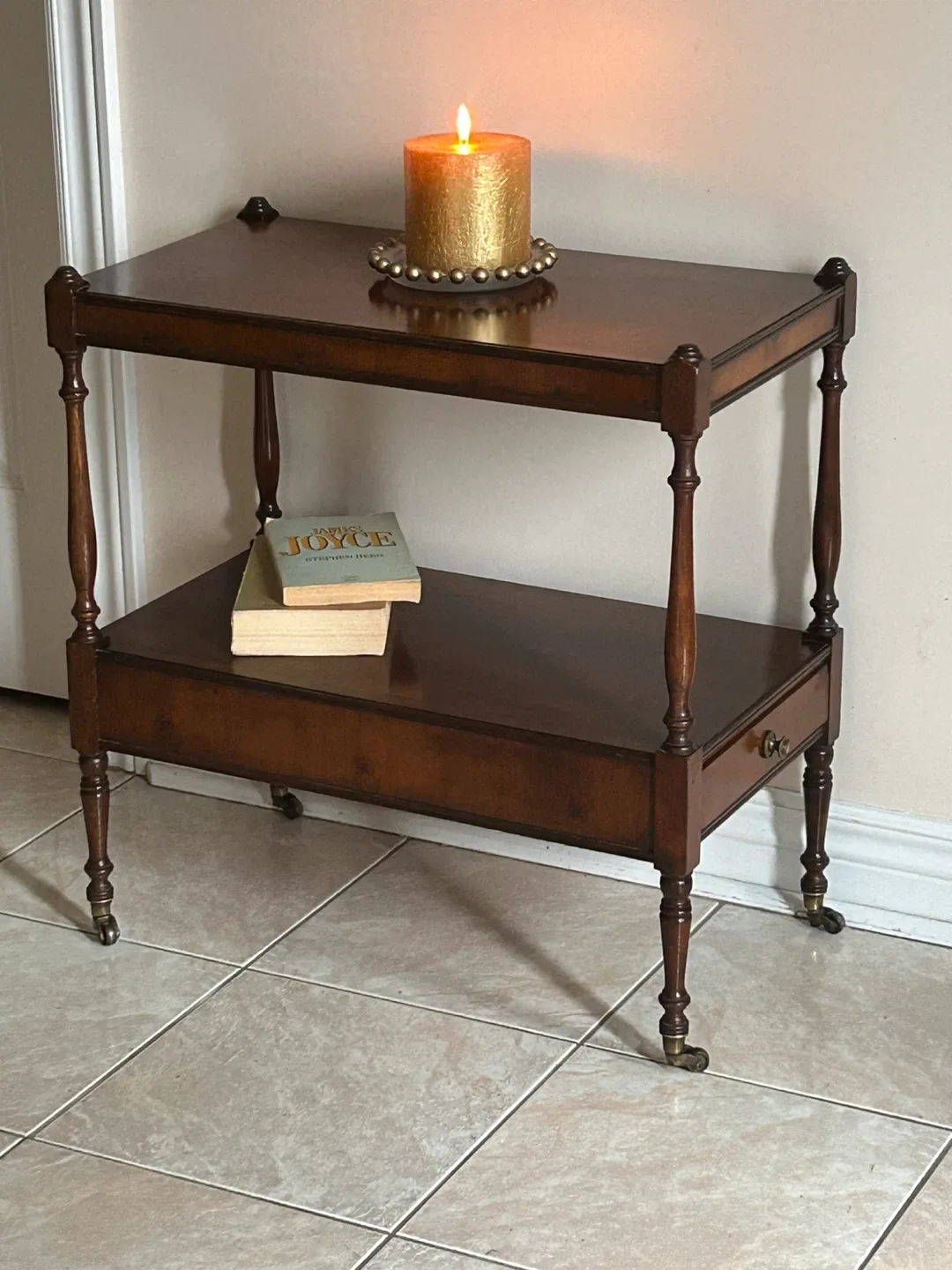 Vintage Brown Wooden Side Table/ little console thumbnail