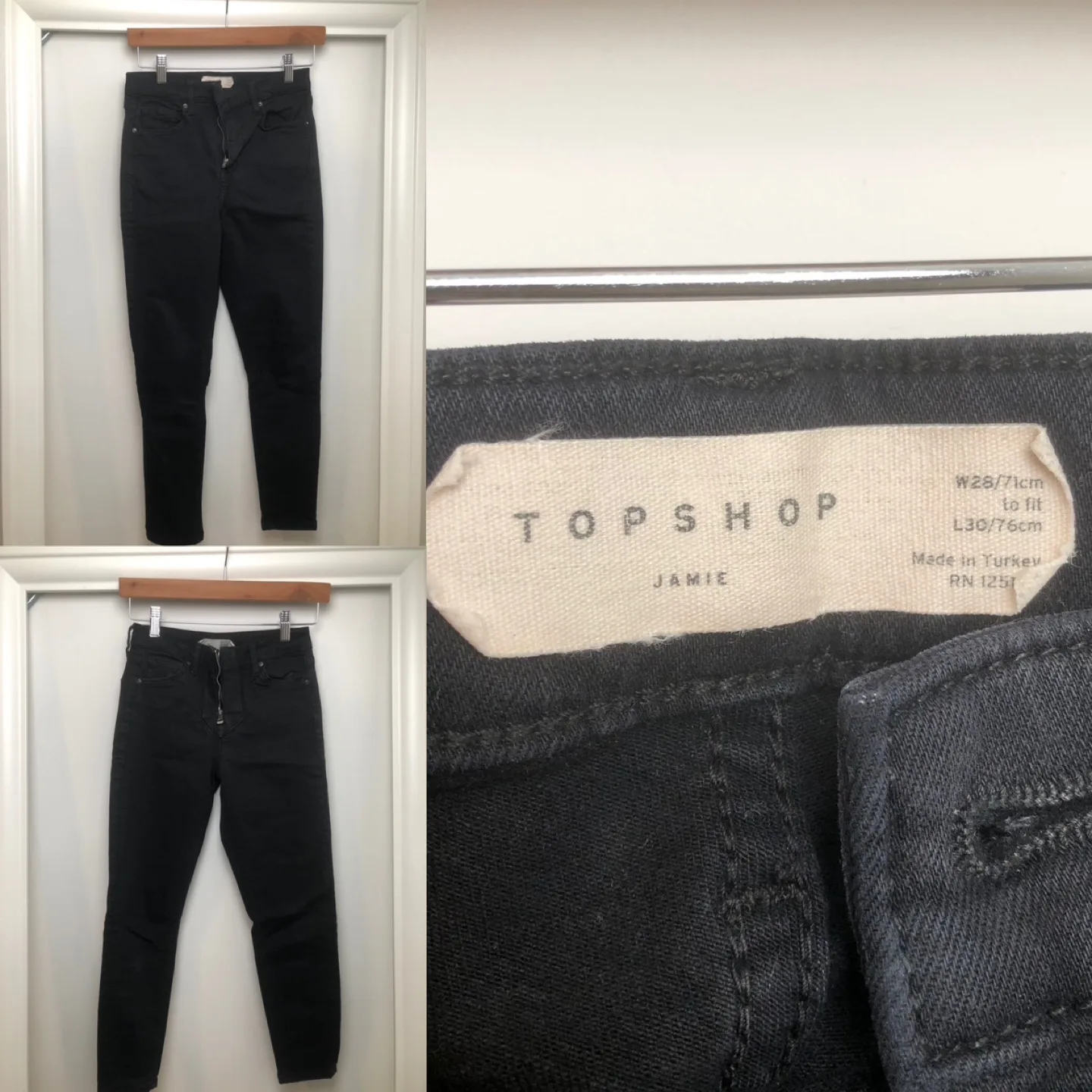 Topshop Jamie Black Jeans W28 L30 thumbnail
