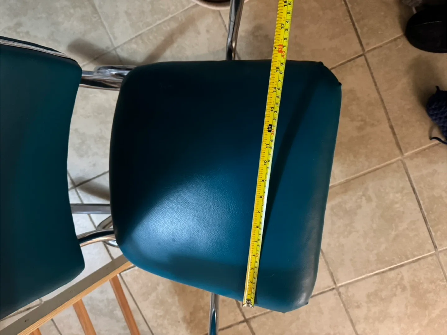 Vintage MCM Rocking Chair - Teal Vinyl & Chrome (Atomic Era) image indicator(7)