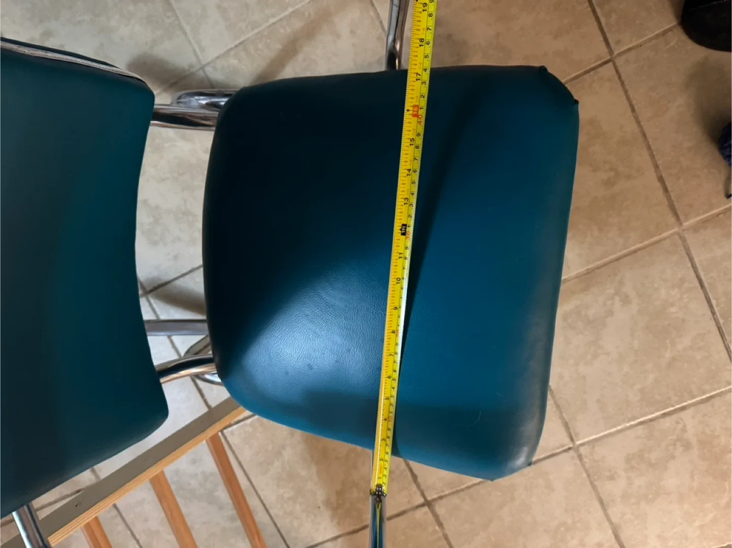 Vintage MCM Rocking Chair - Teal Vinyl & Chrome (Atomic Era) image indicator(6)