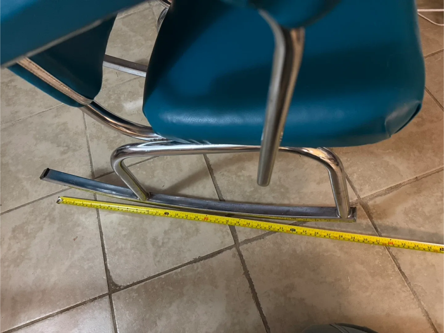 Vintage MCM Rocking Chair - Teal Vinyl & Chrome (Atomic Era) image indicator(4)