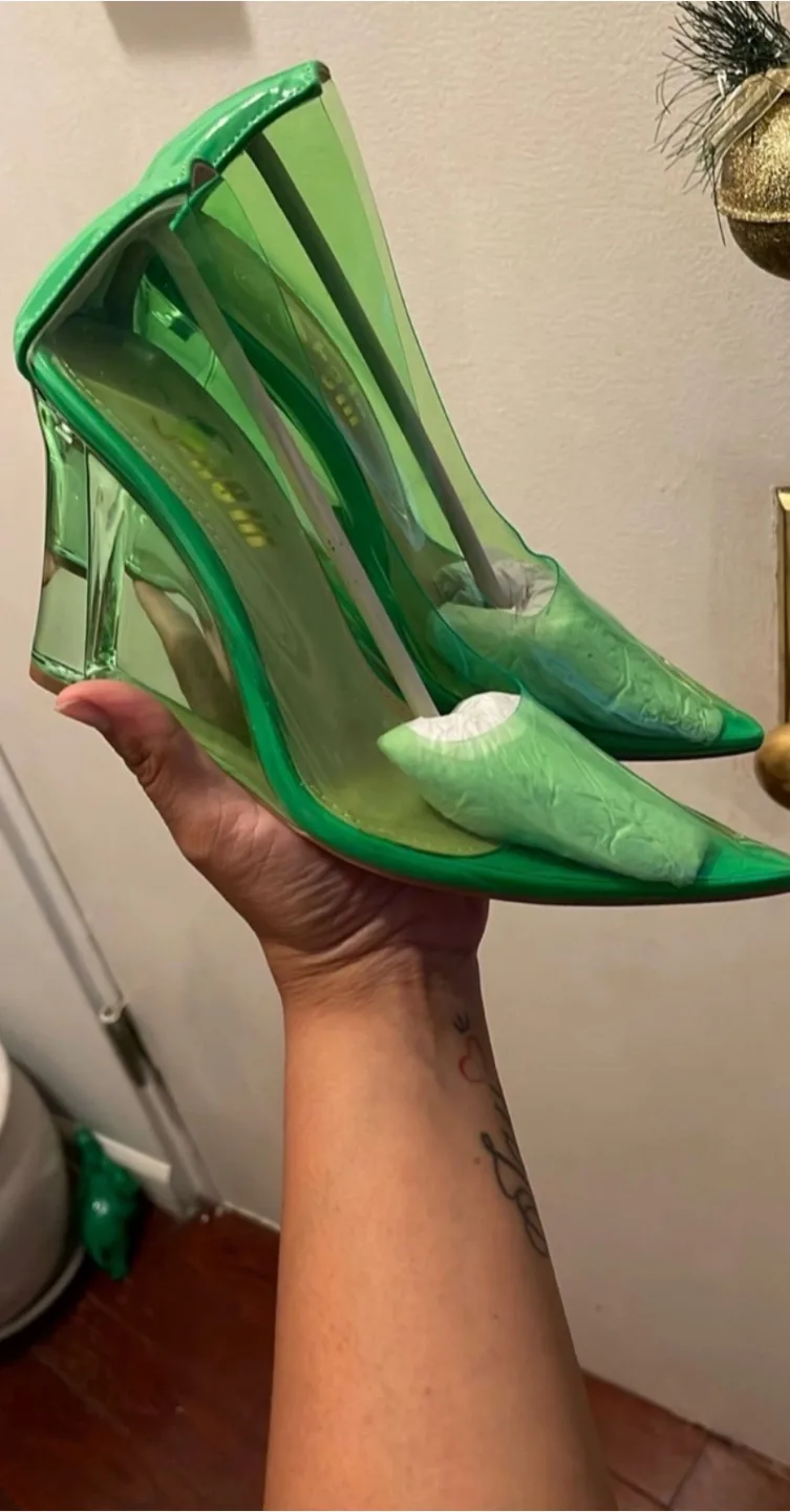 Syktkm Green Clear Heels, Size 7 thumbnail