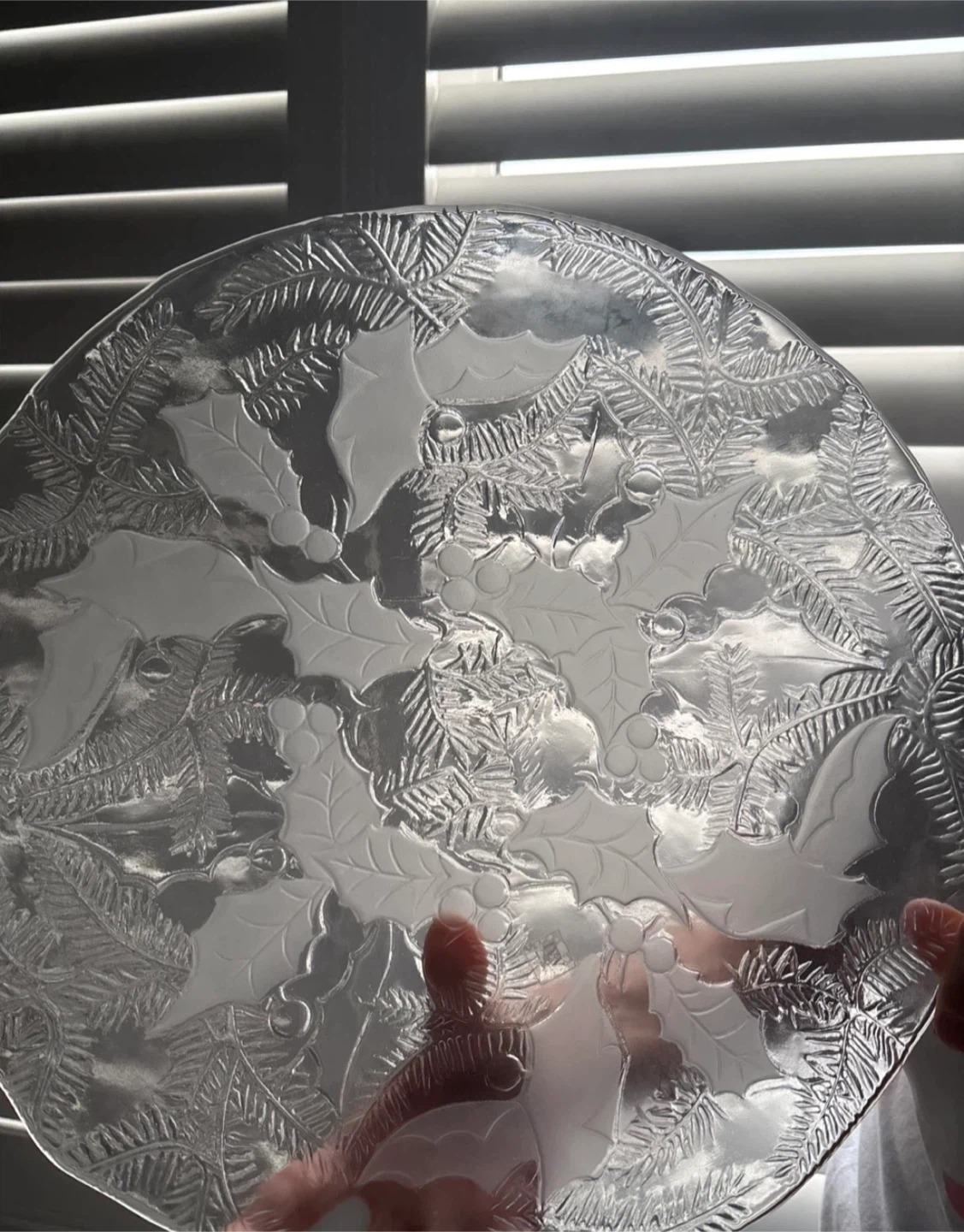 Christmas Holly & Pine Glass Plate