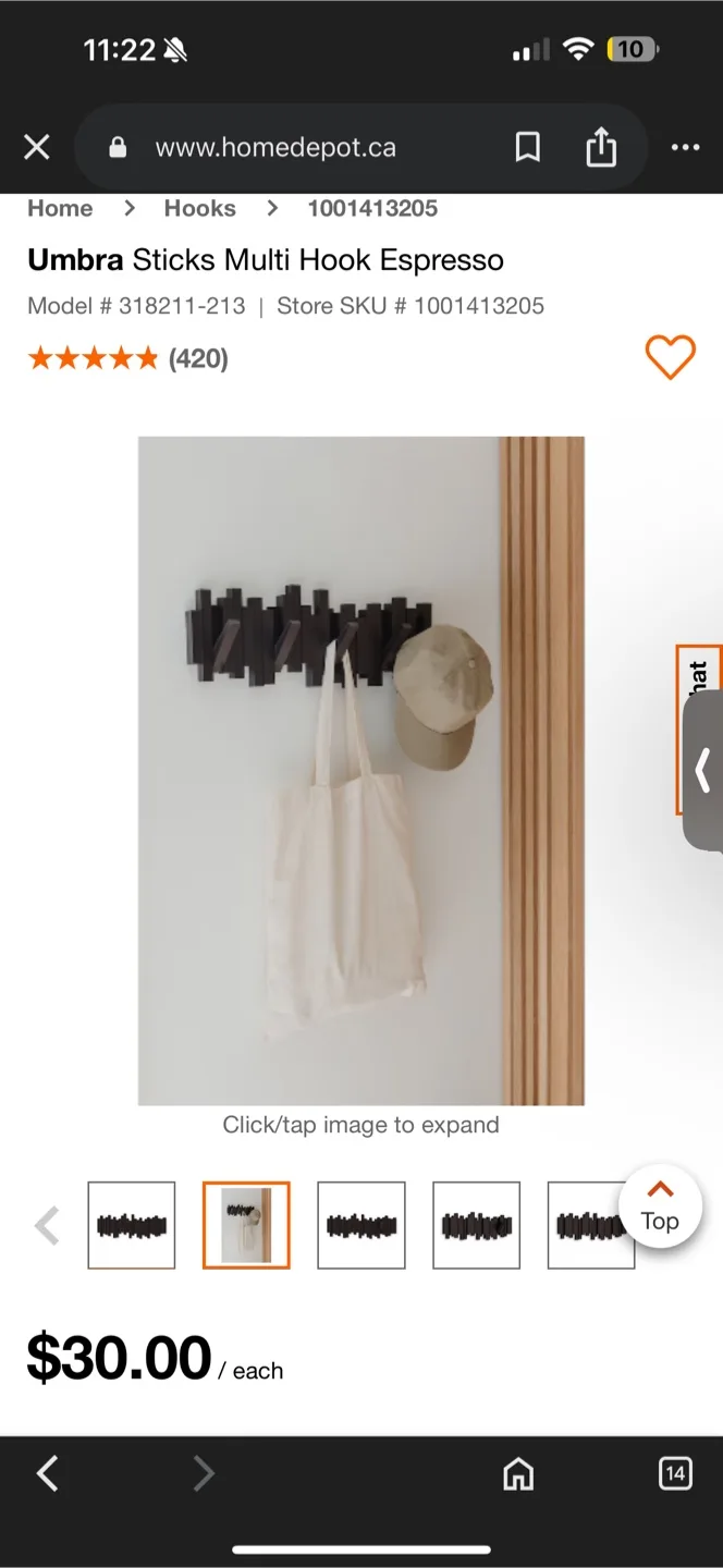 Umbra Sticks Multi Hook - Espresso thumbnail