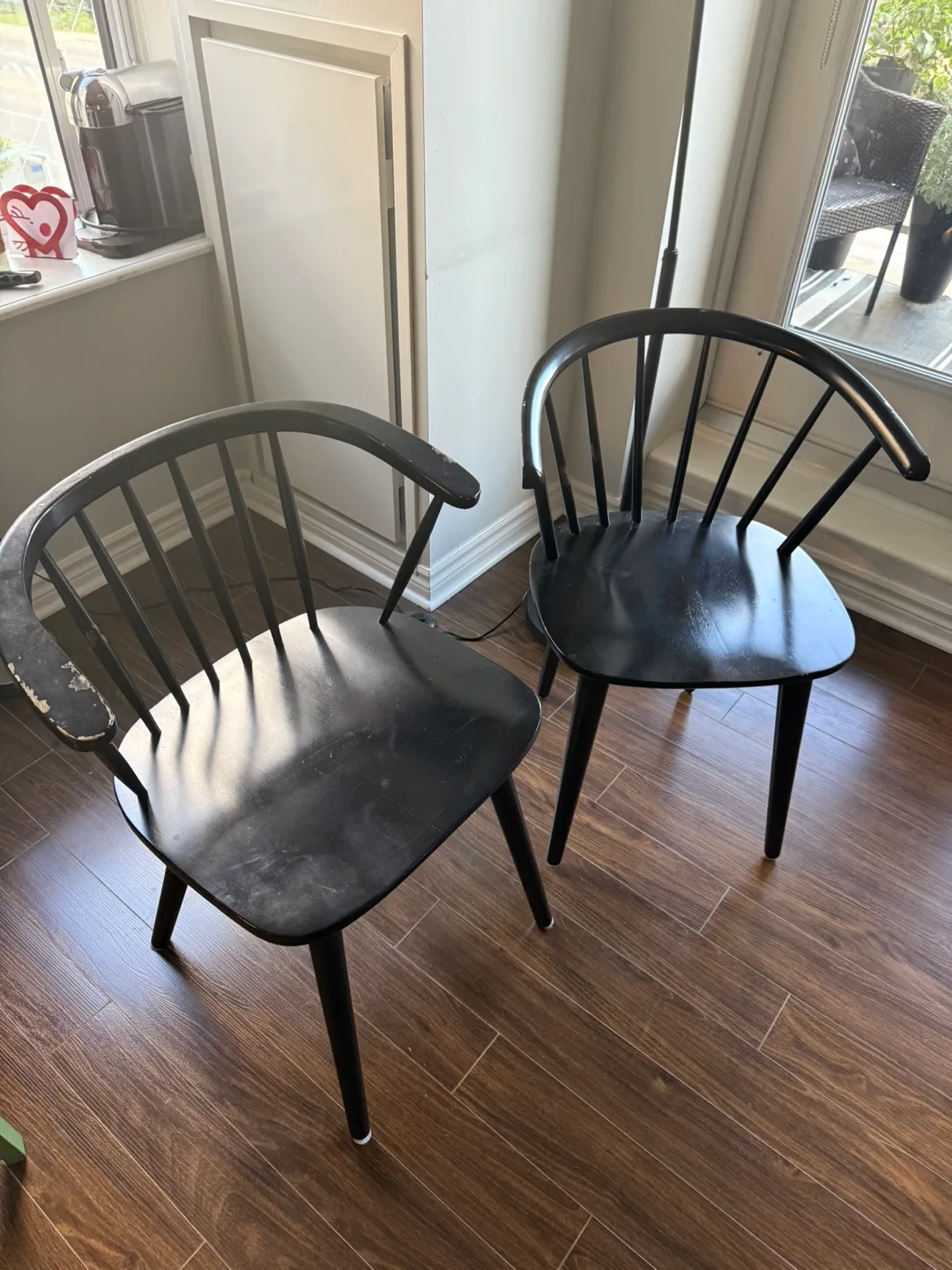 Two Black Windsor Style Chairs thumbnail