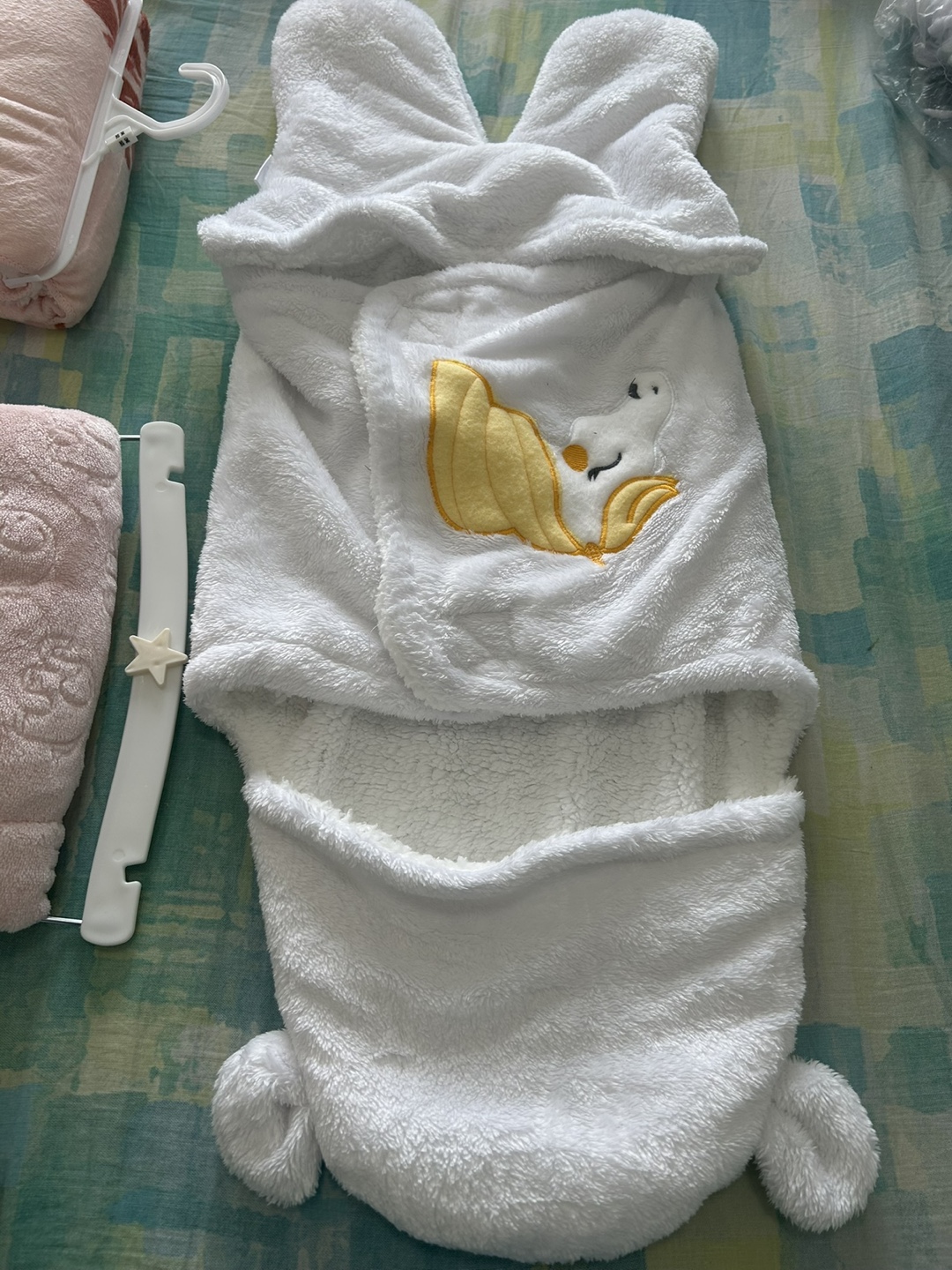 White Baby Hooded Towel Wrap