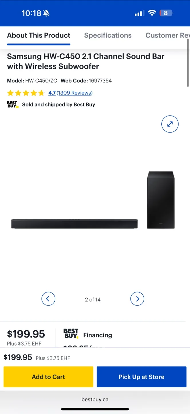 Samsung HW-C450 2.1 Channel Soundbar with Subwoofer image indicator(3)