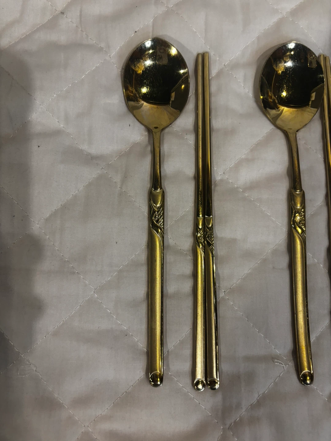 Gold colored Korean Spoon and Chopstick Set - photo 3