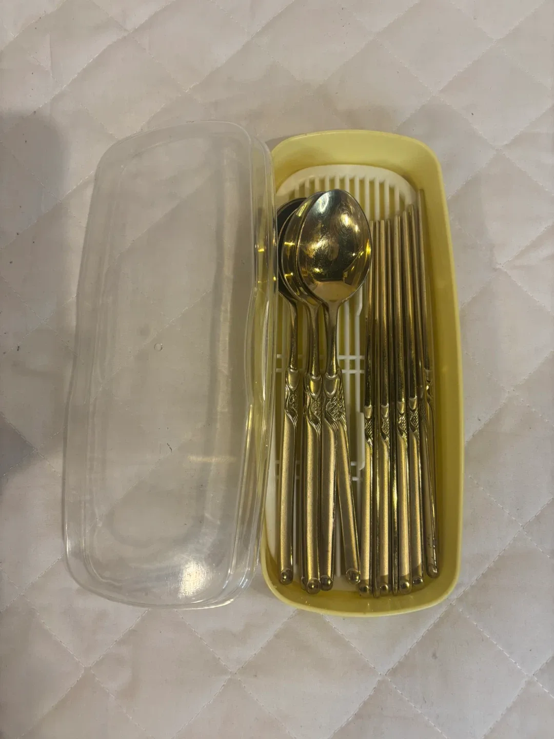 Gold colored Korean Spoon and Chopstick Set
