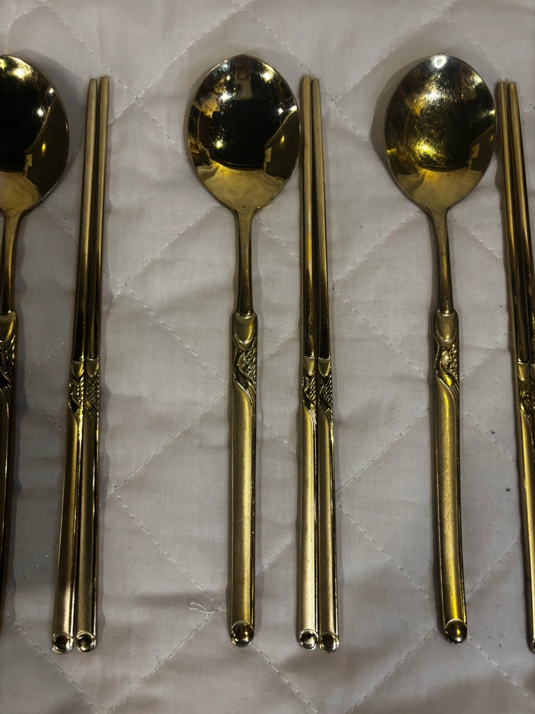 Gold colored Korean Spoon and Chopstick Set - photo 4