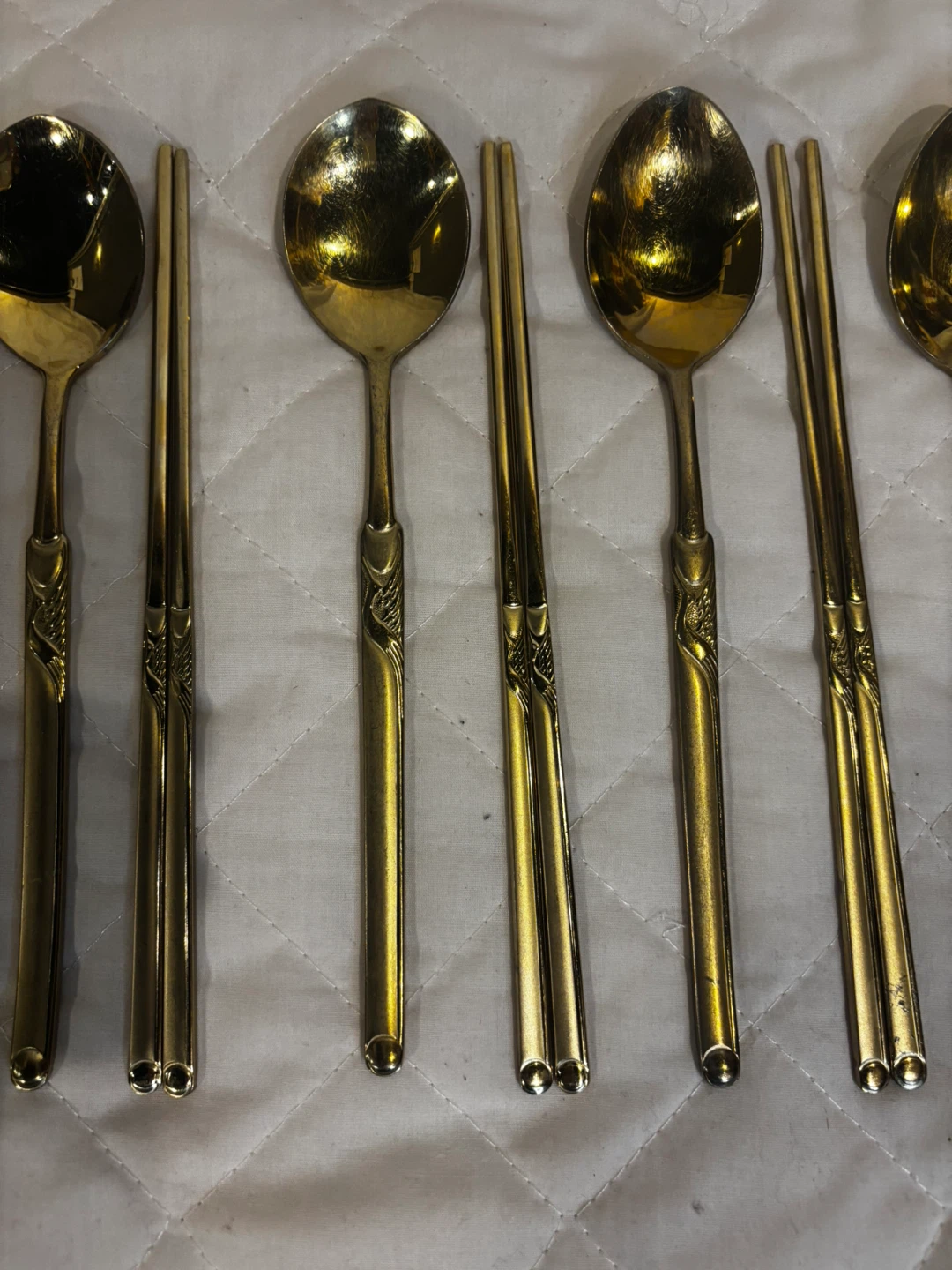 Gold colored Korean Spoon and Chopstick Set - photo 5