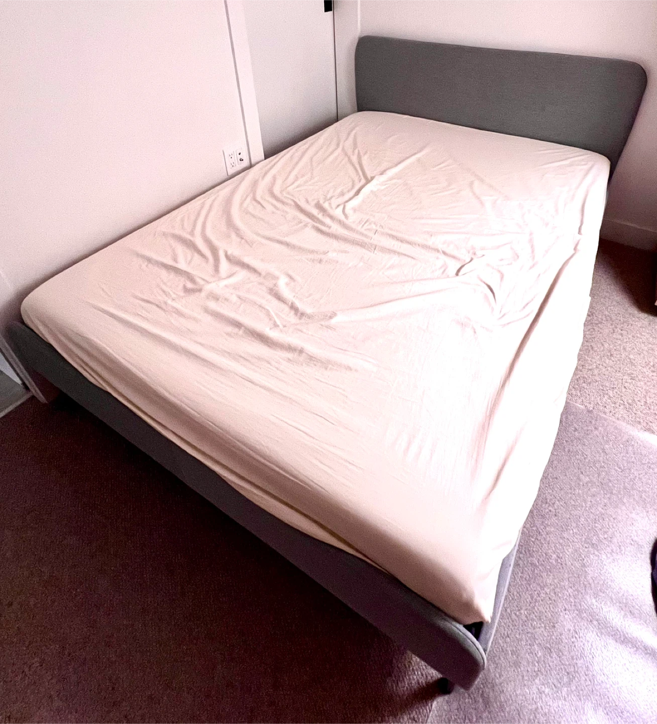Grey Upholstered Bed Frame and mattress - photo 3