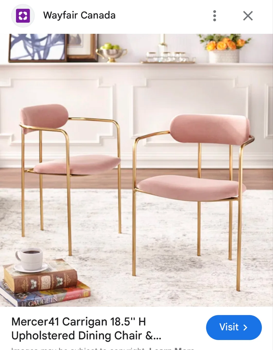 Carrigan Chairs Pink Velvet - Set of 2 thumbnail