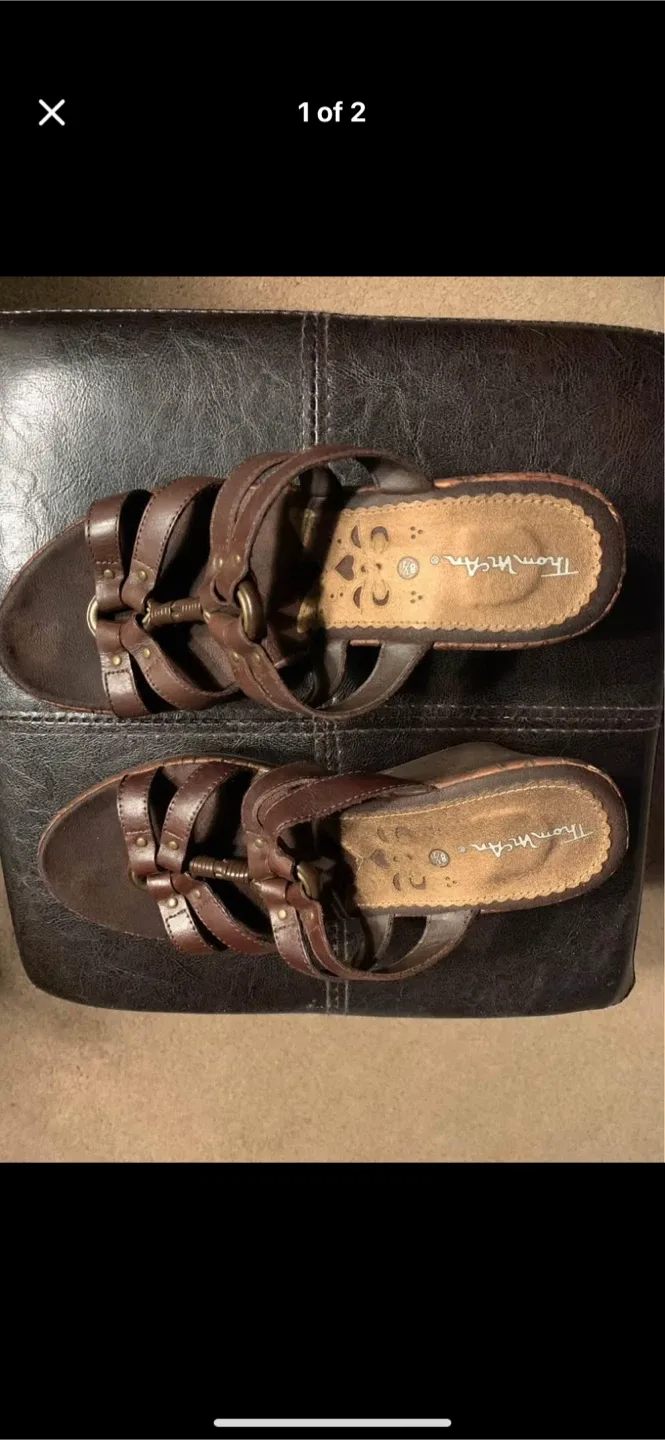 Thom McAn Brown Leather Sandals - Size8.5 thumbnail